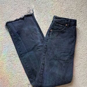 OPEN TO OFFERS!!! Zara Black Distressed Straight-Leg Jeans with Frayed Hem